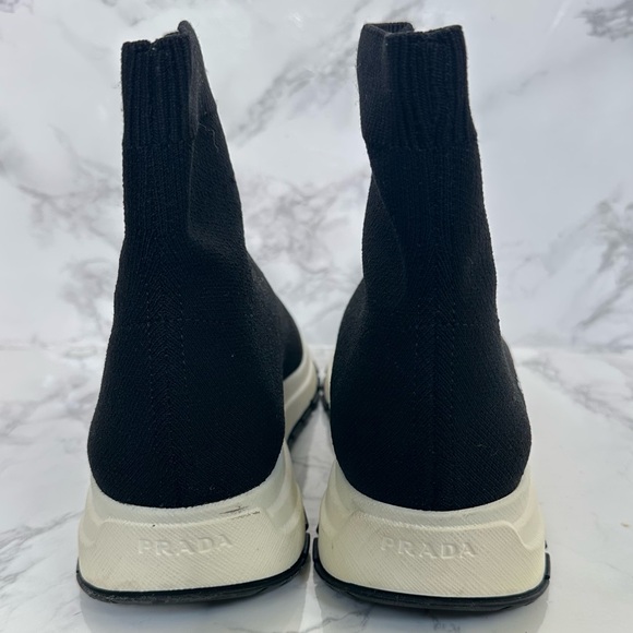 Prada Black Knit High-Top Sneakers - Picture 5 of 16